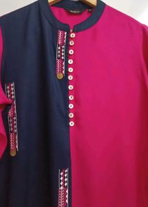 Color Block Embroidered Kurti