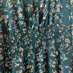 Green Printed Short Dress
