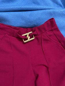 Stylish Magenta Trousers with Gold Buckle