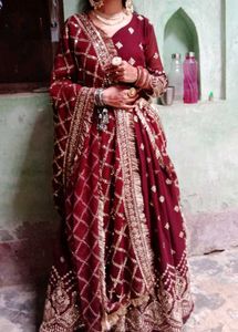 Maroon Embroidered Anarkali
