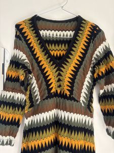 Vintage Patterned Knit Dress