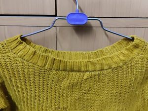 Mustard Woolen Crop Sweater