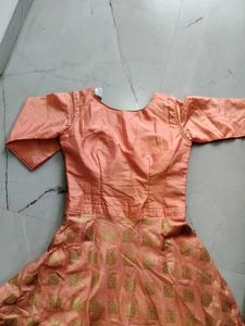 Peach Ethnic Gown with Gold Embellishments