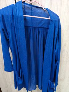 Stylish Blue Open Front Cardigan