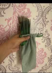 Set of Green Makeup Brushes
