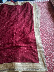 Elegant Maroon &amp; Gold Saree