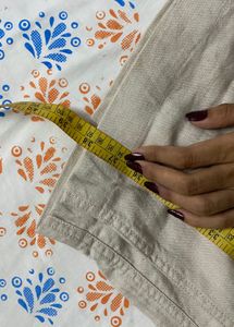 Beige Linen Drawstring Pants