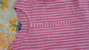 Pink Striped Cotton Kurta