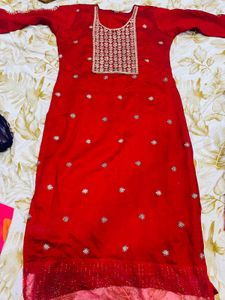 Elegant Red Embroidered Kurta Set