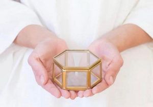 Gold & Glass Hexagon jewellery Box