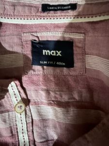 Men's Striped Band Collar Shirt