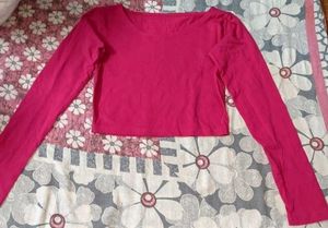 Vibrant Pink Long Sleeve Crop Top 💖💝