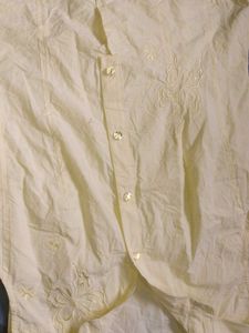 Chic Sleeveless Shirt Cream  with Embroider