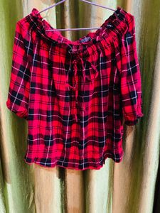 Red Off-Shoulder Top with two customise styl