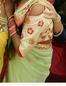 Pista Green Saree With Blouse