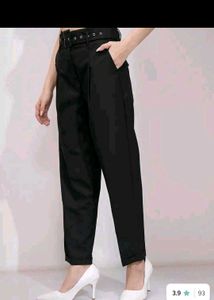 Chic Black Belted Trousers