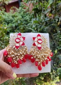 Boho Red & Gold Statement Earrings❤🎉
