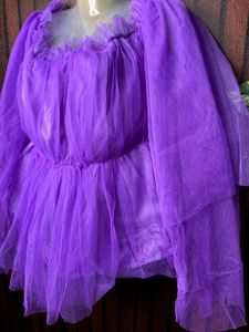 Purple Tulle Puff Sleeve Top