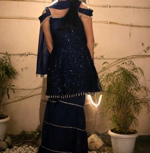 navy blue designer sharara set