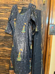 Blue Baarat Printed Kurta with cotton lining