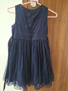 Navy Blue Embroidered Party Gown
