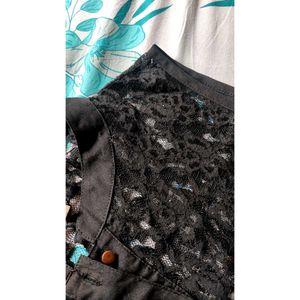 Black Floral Lace Shirt