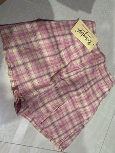 Pink Plaid High-Waisted Shorts