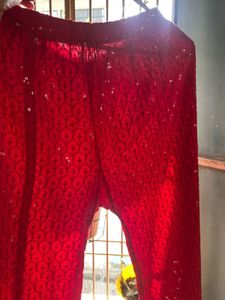 Red Chikankari Plazzo