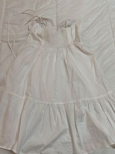 Tie-Top White Poplin Summer Dress