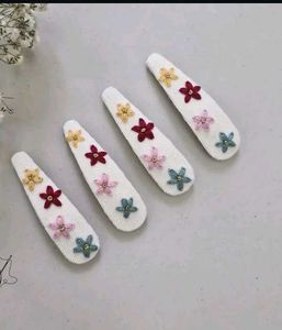 Handmade Embroidered Hair Clips Set