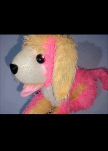 Cute Pink and Yellow Plush Dog Toy