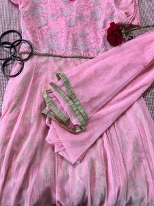 Beautiful Pink Embroidered gown with Dupatta