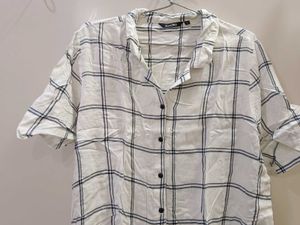Zudio White Crop Shirt With Black Lining