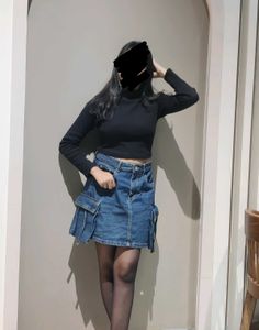 Denim Cargo Mini Skirt