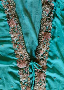 new Elegant Teal Embroidered Three piece set