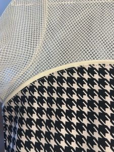 Houndstooth Print Top with Mesh Detail