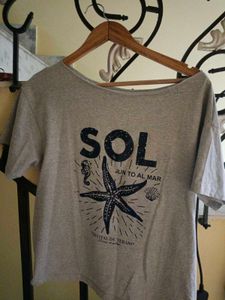 Grey "SOL" Graphic T-Shirt