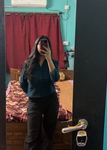 Dark Teal V-Neck Button Top