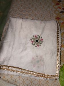 White Dupatta with Mirror Work