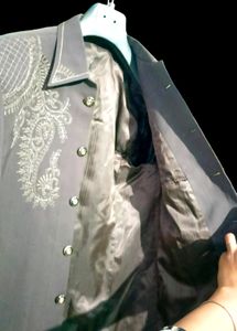 Embroidered Gray Blazer
