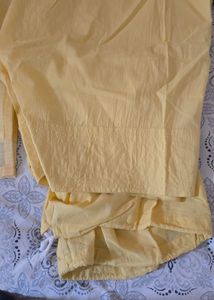 Beautiful Yellow Farsi Suit with Embroidered Borde