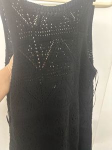 ZARA Chic Black Crochet Mini Dress