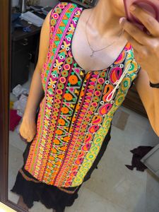 Vibrant Embroidered Kurta with sharara