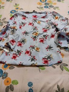 Light Blue Floral Print Top