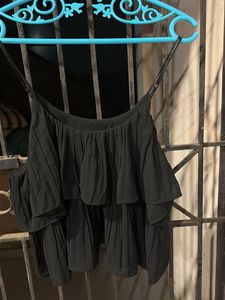 Black Ruffled Cami Top