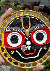 Divine Lord Jagannath Handmade Lippan Art (5.5 Inc