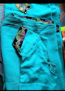 Beautiful Teal Embroidered Saree