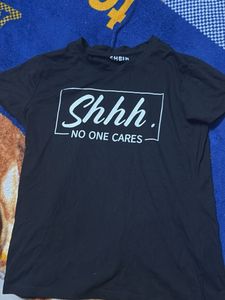 Black Graphic Tee - 'Shhh No One Cares'