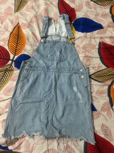 Light Wash Denim Pinafore Dress