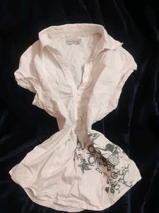 yk2 white Graphic Print Tunic Top